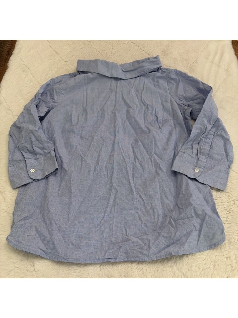 Talbots Womens Small Blue Collared Mock Neck Top Preppy Classic